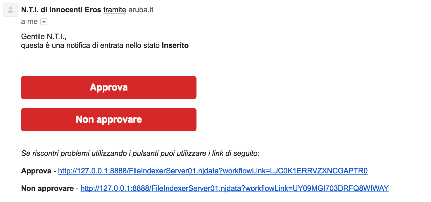 Notifica via mail