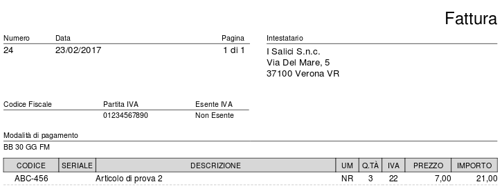 Parametri e filtri anagrafica